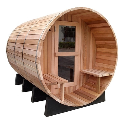 Vapore asciutto rosso di Cedar Barrel Sauna Outdoor Sauna intorno a sauna all'aperto