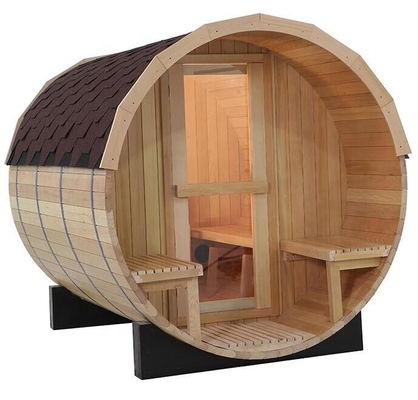 Sauna bruciante di legno tradizionale rossa su misura di Cedar Round Barrel Sauna Outdoor