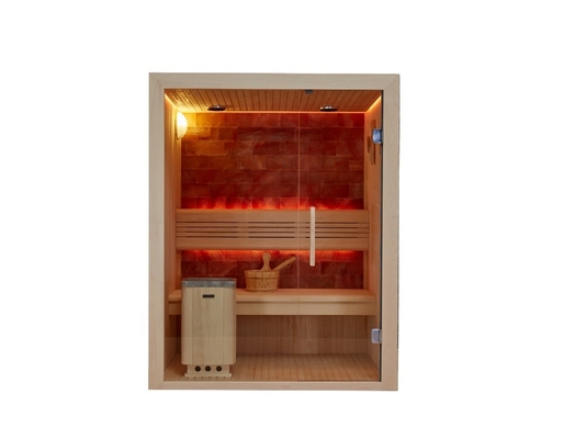 Stanza di pietra su misura Cedar Aspen Sauna Room rosso di legno dell'interno della stazione termale del sale della roccia di lusso