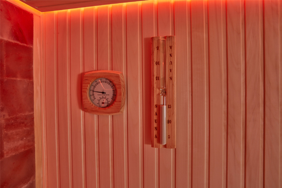 Stanza di pietra su misura Cedar Aspen Sauna Room rosso di legno dell'interno della stazione termale del sale della roccia di lusso