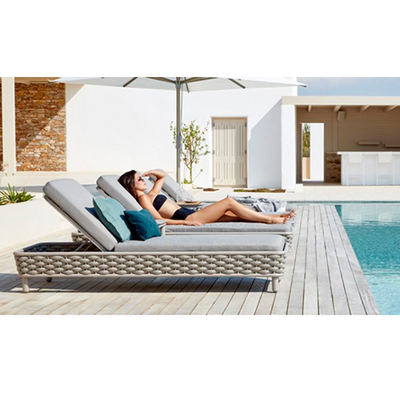 Stagno del patio del giardino di Chaise Lounge Chair Khaki For tessuto corda all'aperto di Sun dello stagno della mobilia