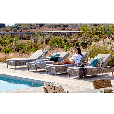 Stagno del patio del giardino di Chaise Lounge Chair Khaki For tessuto corda all'aperto di Sun dello stagno della mobilia