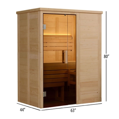 Vapore attillato nordico solido 6kw di sauna dell'interno di legno di 2 persone
