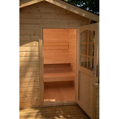 Cabina di legno attillata nordica tradizionale di sauna del vapore della persona 4-6 all'aperto